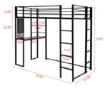Full Size Loft Bed with Desk and Shelves for Kids Teens Adult, Metal Loft Bed Frame with Two Build-in Ladders and Full-Length Guardrail, Noise Free, Space-Saving Design, No Box Spring Needed