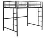 Walker Edison Universal Metal full size loft Bed Shelf in black