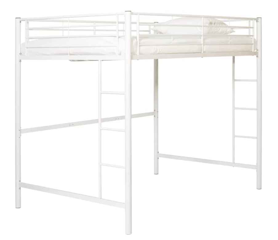 Walker Edison Universal Metal full size loft Bed Shelf in white