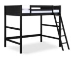 Your Zone Kids Wooden full size Loft Bed with Ladder black