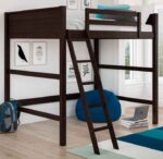 Your Zone Kids Wooden full size Loft Bed with Ladder espresso