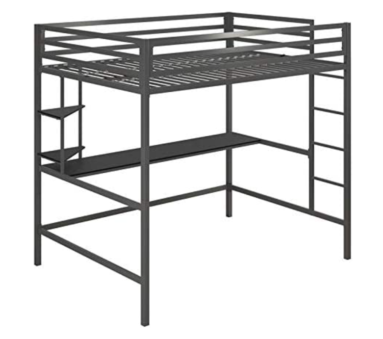 black full size loft bed for adults and children